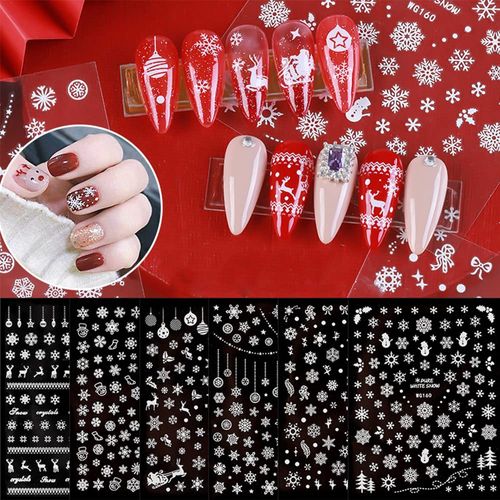 Turkalla Nail Seal, Set of 6, Lace Flower Seal, 3D Sensation, Nail Stickers, Gel Nails, White Decal, Just Stick, DIY, Flower Art, Decoration, Flower Stickers, Nail Decoration, Sheer, Nail Parts, Flower Pattern, Rose (E)