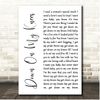 Fingerprint Designs Down On My Knees White Script Song Lyric Print