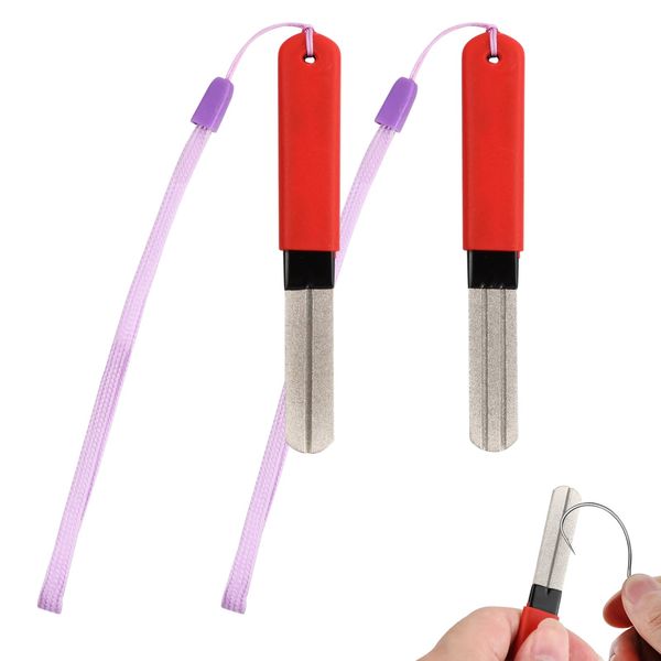 Cozlly 2 Stück Fischhakenschärfer, Angelhaken-Schleifstein, Angeln Schärfen Stein, Schleifschleifstein Doppelseitig Angelhaken-Schärfer, Durable Fish Hook Schärfen Datei Werkzeug Zubehör