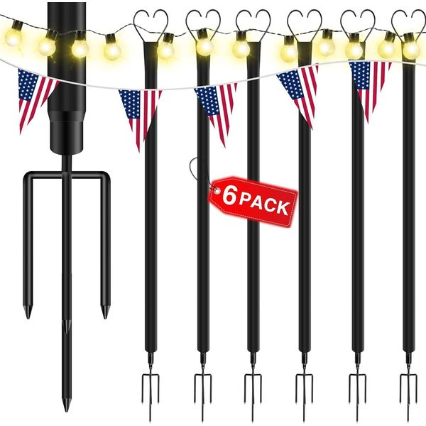 Outdoor Light Pole Stand 6 Pack Christmas Decoration Poles Solar String Lights