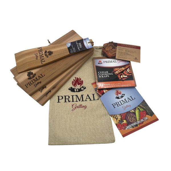 Cedar Grilling Planks Gift Set with Wraps and Grill Scraper