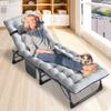 Folding Camping Cot 4-Positions Adjustable Reclining Portable Lounge Chair W/Pad