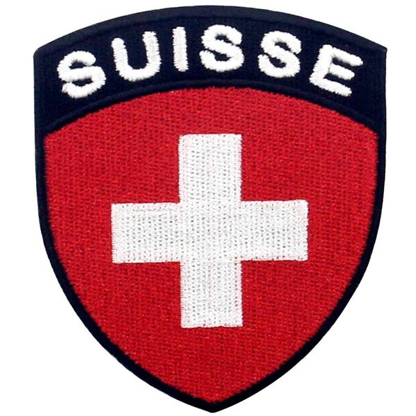 Swiss Flag Shield Embroidered Iron-On / Sewn Patch