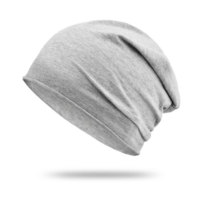 Jinlaili Unisex Beanie Mütze, Dünne Mütze Laufmütze Damen Herren, Sommermütze Damen, Einzelne Schicht Sportmütze, Slouch Beanie aus Baumwolle Atmungsaktivem - Grau