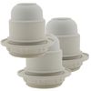 (3 Pack) Edison Screw (E27 / ES) Lampholder (Light Bulb Socket) in White Thermoset Plastic (Bakelite) with Shade Ring and 10mm Threaded Entry
