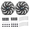 2X 12"Universal Slim Fan Push Pull Electric Radiator Cooling 12V Mount Kit Black