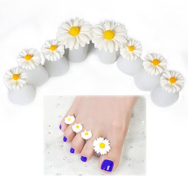 Shttown Toe Separator, Pedicure, Easy to Apply, Open Toes, Cute, Washable, Soft, Set of 8 on Both Feet (Flowers)