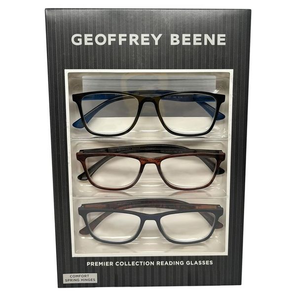Beene Designer Reading Glasses +2.00 Black,Navy Blue,DK Tortoise 3 PACK GIFT BOX