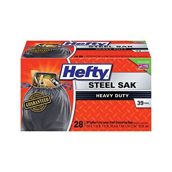 Hefty Steel Sak 39 gal. Trash Bags Drawstring 28 pk