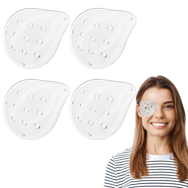 Gjinxi 4 PCS Plastic Eye Shield Clear Eye Patch, 9-Hole Plastic Eye Patches Eye Surgery Covering Breathable After Surgery Eye Protections for Men Women, Eye Care Supplies for Post-Operative Recovery