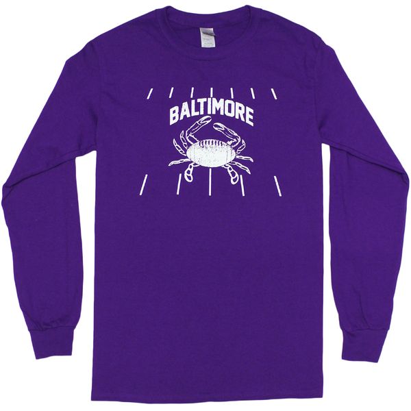 Baltimore Football Crab (Purple) / Long Sleeve Shirt - 3X-Large / Purple