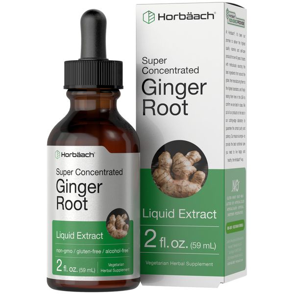 Horbaach Ginger Root Extract Liquid | 2 oz | Alcohol Free Supplement | Super Concentrated | Vegetarian, Non-GMO, Gluten Free