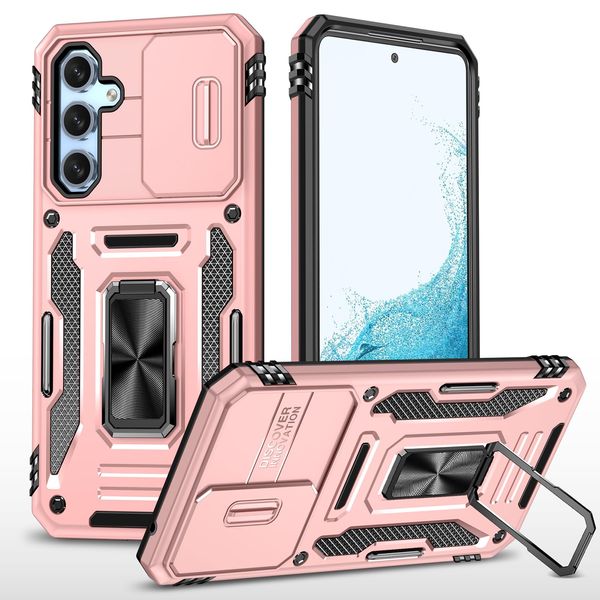Galaxy A54 Case with Ring, Shockproof, Shock-Absorbing, TPU, Thin, Scratch-Resistant, Thin, Silicone, Stand Function, Compatible with Car Holder, Dual Layer Structure, PC Bumper, Galaxy A54 Smartphone
