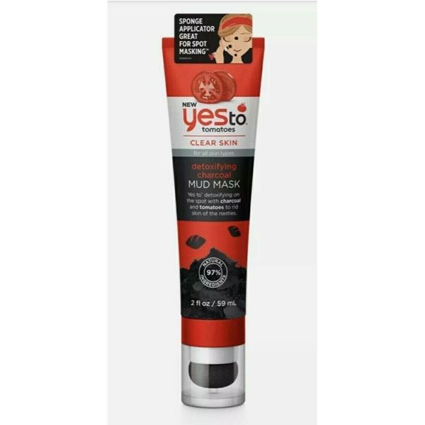 Yes To Tomatoes Detoxifying Charcoal Mud Mask with Sponge Applicator