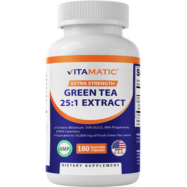 Vitamatic Green Tea Extract with Vitamin C- 180 Veg Capsules