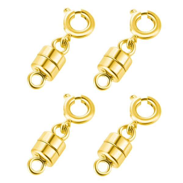 4Packs Magnetic Necklace Clasps and Closures Magnetic Jewelry Clasps Connector Locking Magnetic Jewelry Clasp Converters for Jewelry Bracelet Necklace Making (2CM Gold)