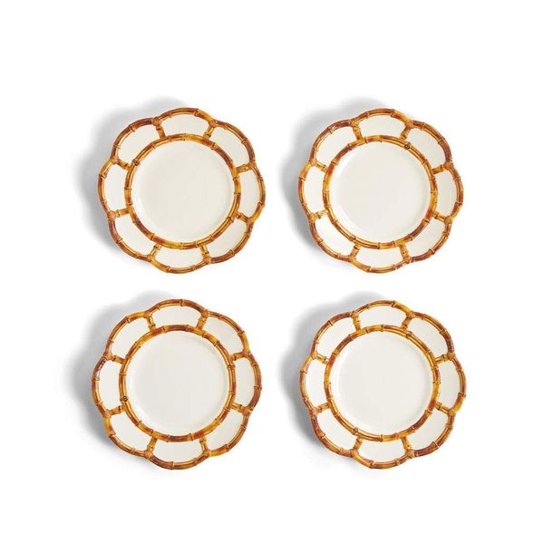 Two's Company Set of 4 Bamboo Touch Accent Plate