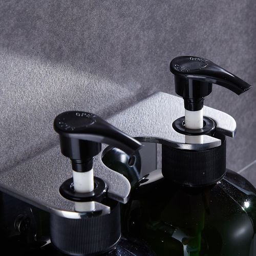 Wall-Mounted 2-Bottle Soap Dispenser Screw-on Lift Adjustable Leak-Proof Press-on Shampoo Conditioner Shower Gel Pump Soap Dispenser for Hotels, Bathrooms and Toilets Stainless Steel Glossy Finish