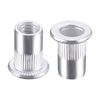 sourcing map M6 Rivet Nuts Aluminium Alloy Knurled Flat Head Threaded Insert Nut Silver 25pcs
