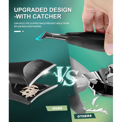 Toenail Clippers with Catcher for Ingrown Thick Toenails, Podiatrist Toe Nail Clipper for Men Seniors, Stainless Steel Cuticle Trimmer Sharp Blade Grooming Tool, Precision Nippers with Comfort Handle
