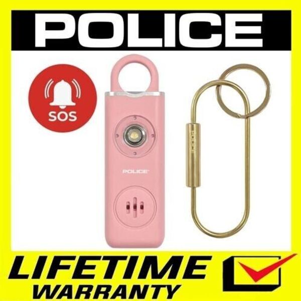 POLICE Personal Alarm Keychain Rechargeable Pocket Alarm Flashlight Women Pink