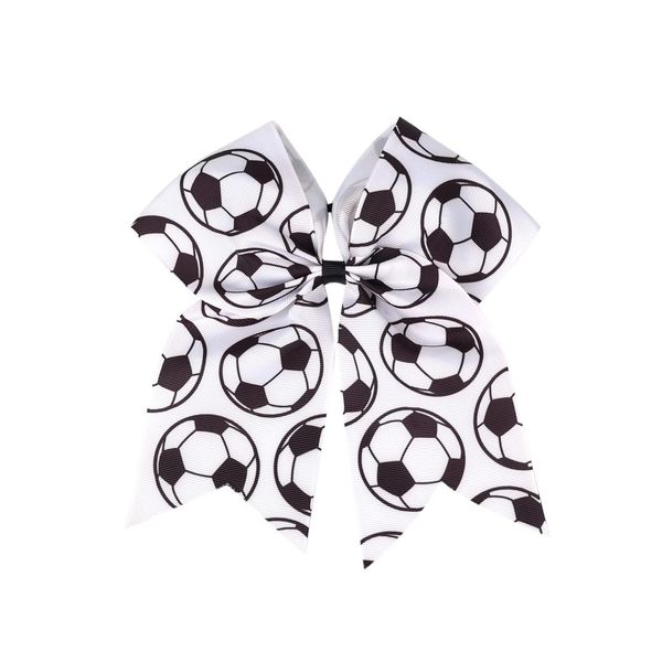 Soccer Cheer Bow Football Ponytail Holder Bowknot Soccer Hair Tie Soccer Ball Hair Bow PHB05 (-Soccer Bow)