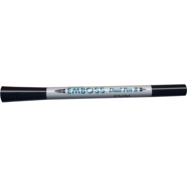 Tsukineko Embossing Pen Dual Brush Tip, Real Black