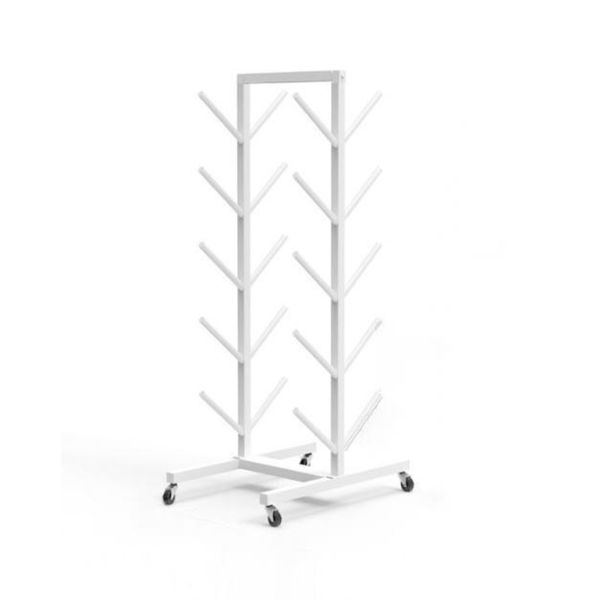 Foam roller holder organized storage 4-step 5-step 6-step 7-step movable fixed rack, white 5-step movable wheel