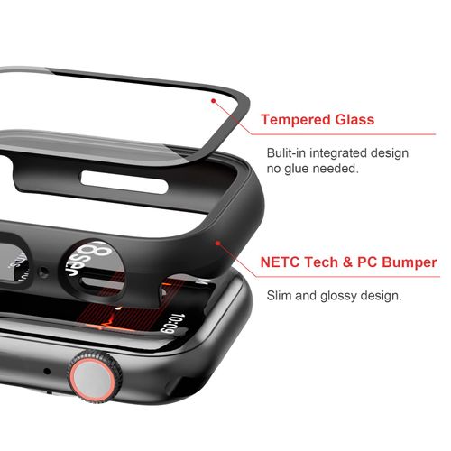 10 Pack Hard Case for Apple Watch Series 8 Series 7 45mm with Built-in Tempered Glass Screen Protector,JZK Thin HD Hard PC Bumper Full Coverage Bubble-Free Cover for iWatch 8/7 45mm Accessories
