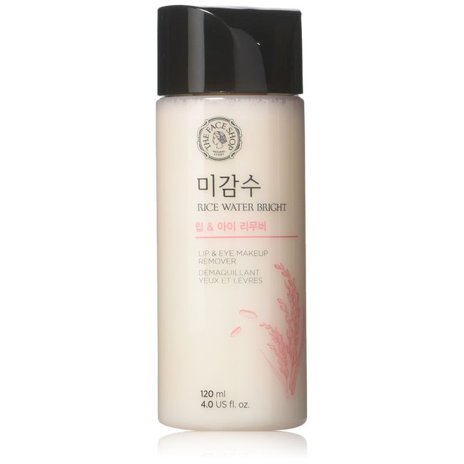 The Face Shop Oil-Free Liquid Eye Makeup Remover, Natural Rice Water Lipstick, Waterproof Mascara & Eyeliner Removal - 120 mL / 4 Oz, K-Beauty