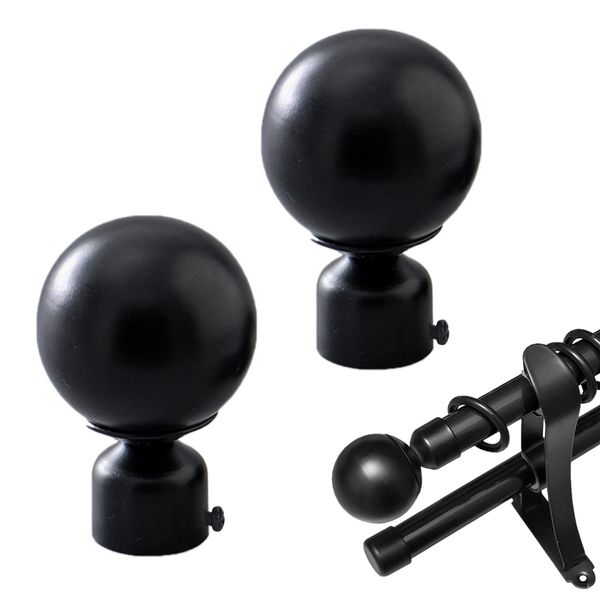 iTGOOS Curtain Rod Ball, Finial Curtain Rod Finials, Finial Curtain Rod Finials Replacement Sphere, curtain rod finials, Round Capped Finial Adjustable Screw for 25-28mm Curtain Internal Diameter Rods