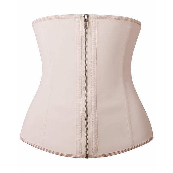 YIANNA Women Zip&Hook Latex Waist Training Corsets/Cincher Sport Girdle Underbust Hourglass Body Shaper, YA2219-Beige-2XL