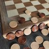 Baspoom checkers pieces -backgammon pieces-Dark Brown/Natural 15tablets each