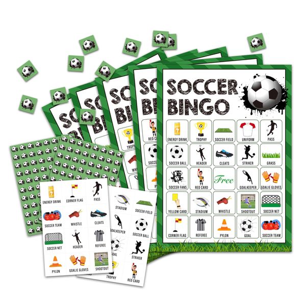 OZTEMETY Soccer Bingo Card Game, Soccer Bingo Game for Adults, Sports Party Supplies, Favors, Soccer Party Decorations, Gift – 24 Players Bingo Game, C05