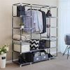 Portable Folding Clothes Closet Wardrobe Storage Organizer with Non-Woven Fabric Dust Resistant 150 x 45 x 175 cm (Gray)