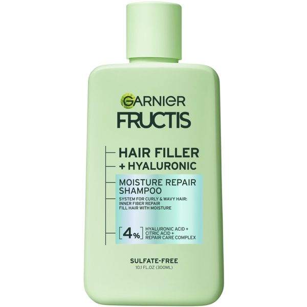 Garnier Fructis Hair Filler Moisture Repair Shampoo for Curly, Wavy Hair, with Hyaluronic Acid, 10.1 FL OZ, 1 Count