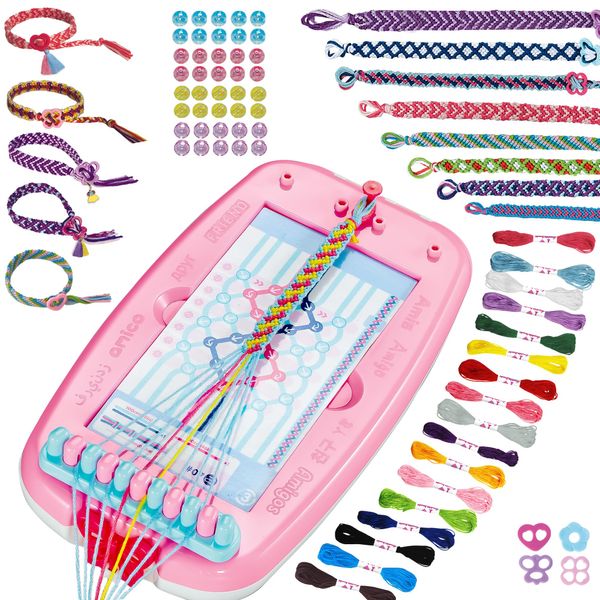 Friendship Bracelet Making Kit for Girls, Arts and Crafts for Kids Age 8-12, Christmas Birthday Gifts for Girls 7 9 11 12 Year Old, DIY Jewelry Making Kit for Girls, Friendship Bracelet Maker Tool