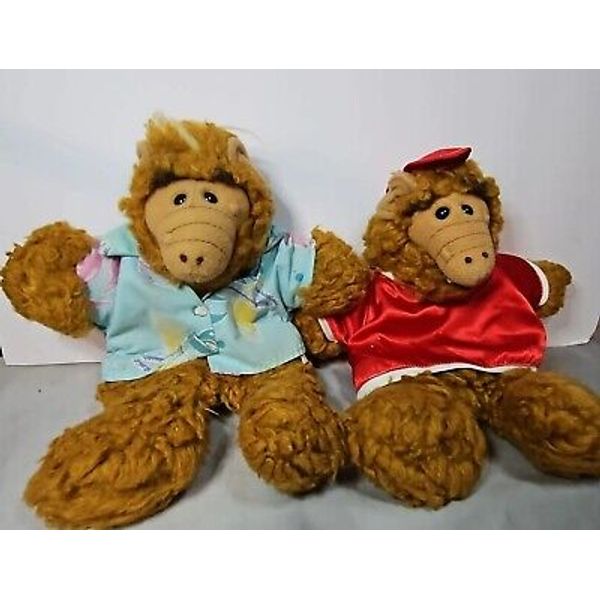 Lot of 2 Vintage Alf  Hand Puppets Hawaiian Shirt and Baseball Jersey