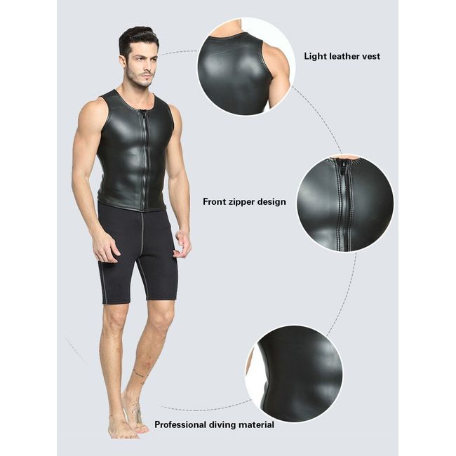 MYLEDI 2mm Mens CR Smooth Skin Rubber Wetsuit Vest