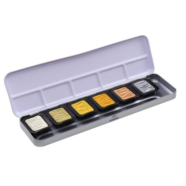 Finetec F7001 Metallfarbkasten, 6 deckende Premium Perlglanzfarben Antique Tones, 6 Farben, 1 St?ck (1er Pack)
