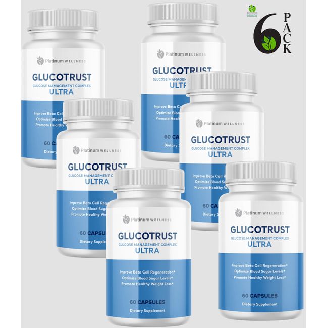 6 PACK-Glucotrust Ultra Blood Sugar Support Supplement - 60 Capsules