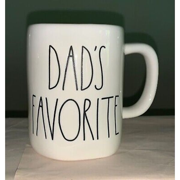 Rae Dunn DAD’S FAVORITE Glossy White Ceramic Mug ~ New Coffee Tea