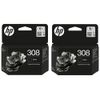 HP 308 2-Pack Black Original Ink Cartridges (7FP21UE)
