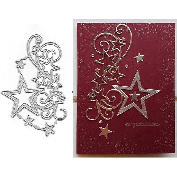 Stanzschablonen aus Metall, Motiv: Sternhupe, Weihnachtsmotiv, Schneeflocke, Sterne, Bordüre, Blumenstreifen, Stanzschablonen für Bastelarbeiten, Scrapbooking, Prägeschablonen, Kartenherstellung