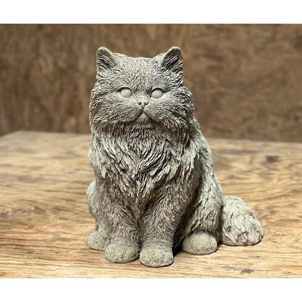 Indoor Cat Himalayan Decor Stone Cat Sculpture Detailed Himalayan Statue "13