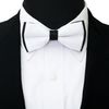 DQT Men Pre-Tied Plain Satin White & Black Bow Tie