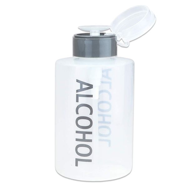 Beauticom 12 Oz Gray Push Down Alcohol Labeled Dispenser Empty Bottle