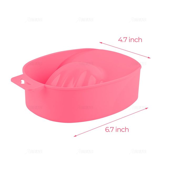 AUEAR, Manicure Bowl Soak Tray Nail Art Polishing Remover Treatment SPA Tool (Pink, 2-Pack)