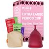 Pixie Menstrual Cup - No Metals or Toxins - Ranked 1 for The Most Soft Reusable Period Cup - Wear 12 Hours - 100% Medical-Grade Silicone - Tampon Alternative - Buy One We Give One (XL)