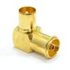 kenable RF Right Angle Adapter Plug to Socket For TV Coax Aerial Cables Gold